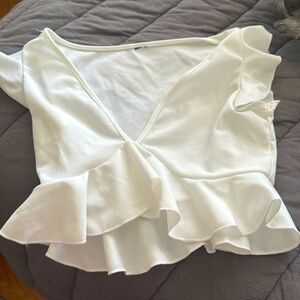 White V neck crop top